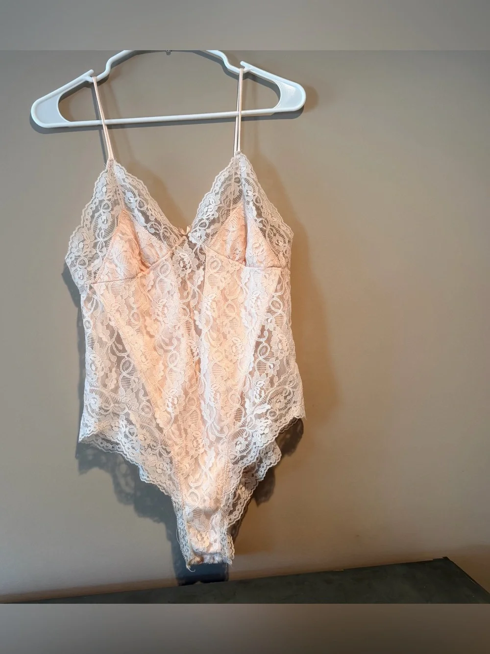 1970s Vintage Lace Pink Bodysuit